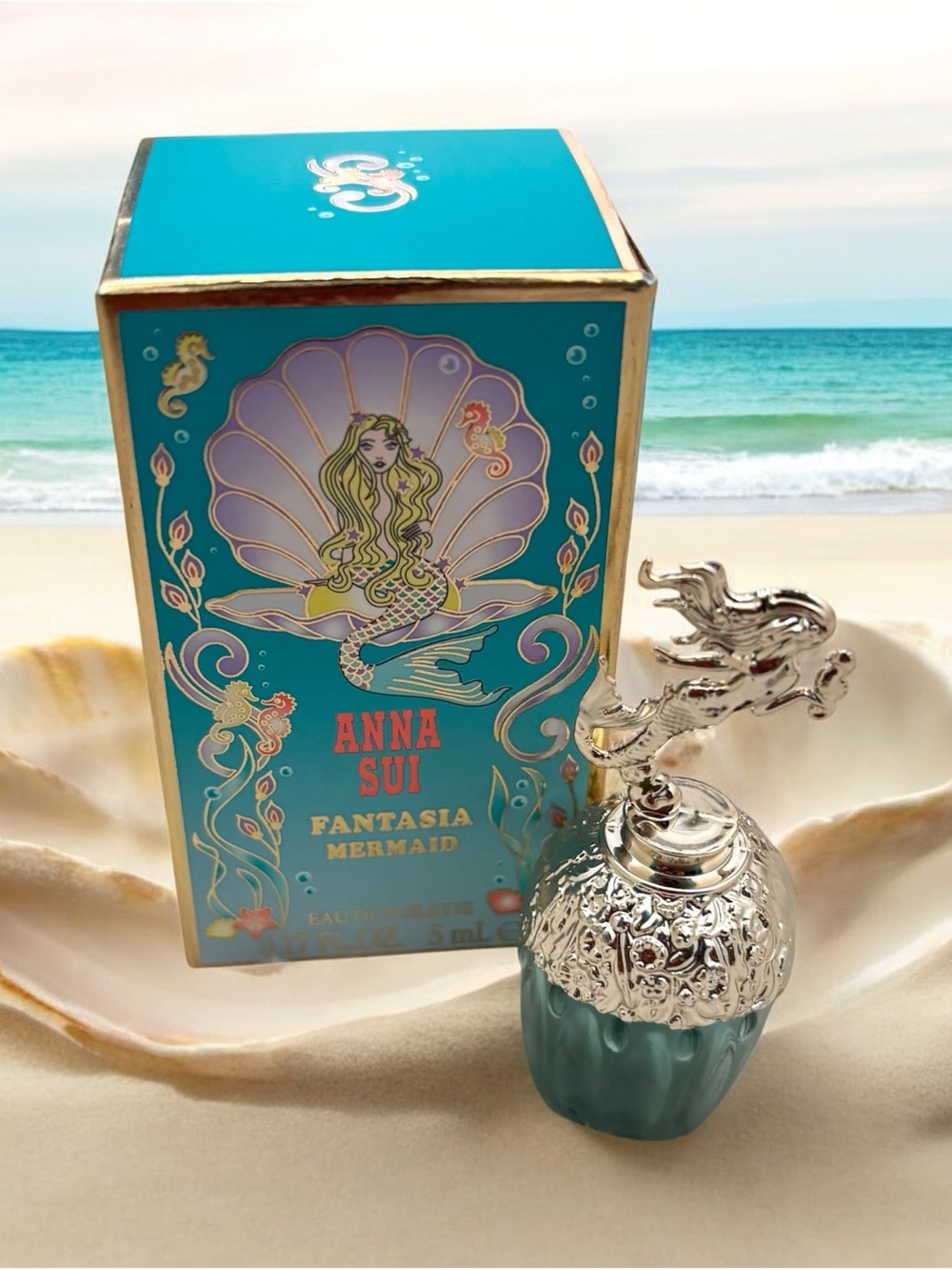 Anna Sui Fantasia Mermaid Mini Fragrance- teal and gold - Picture 5 of 5